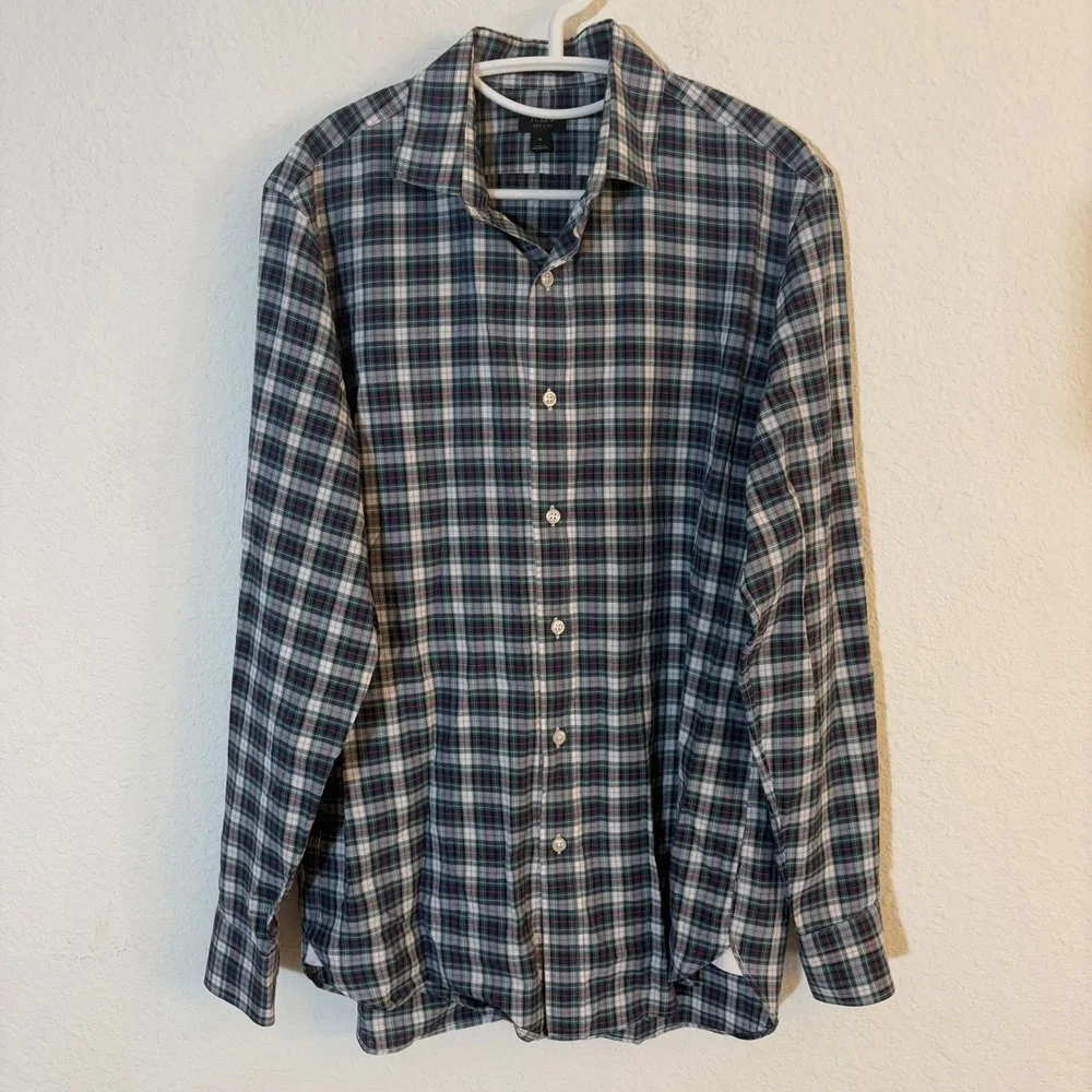 J. Crew Ludlow Button Down Shirt Mens MediumGreen Blue Plaid 07193